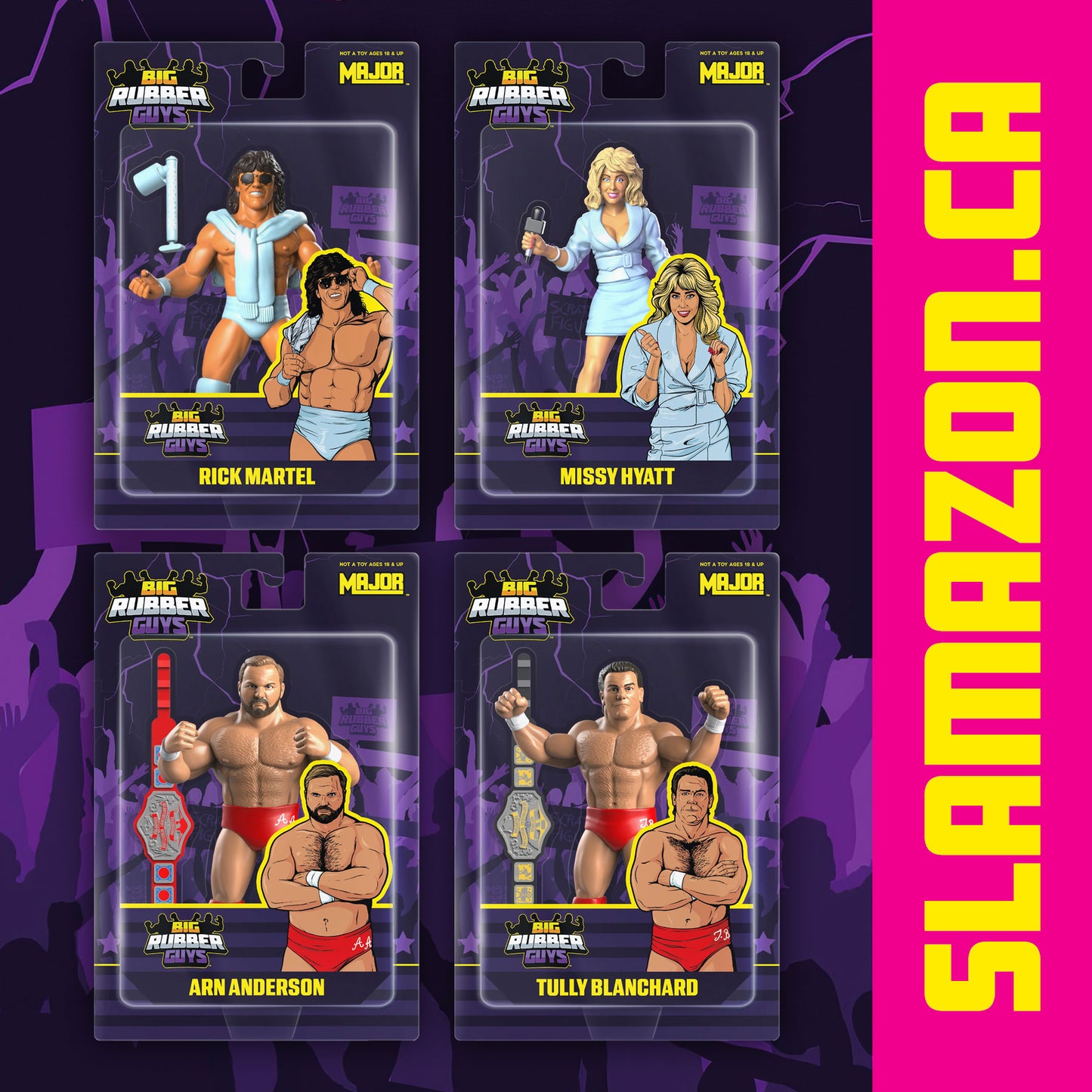 Big Rubber Guys Series 11 Rick Martel, Missy Hyatt, Arn Anderson and Tully Blanchard available at slamazon.ca