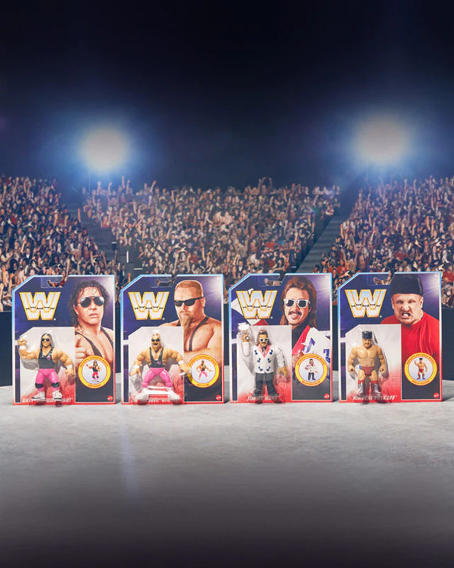 WWE Retro Action Figure 4-Pack (Bret Hart, Jim Neidhart, Jimmy Hart, Nikolai Volkoff)