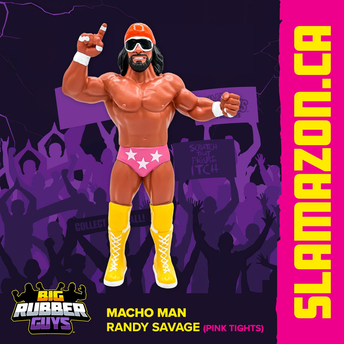 Big Rubber Guys Macho Man Randy Savage (pink tights edition) figure available at www.slamazon.ca