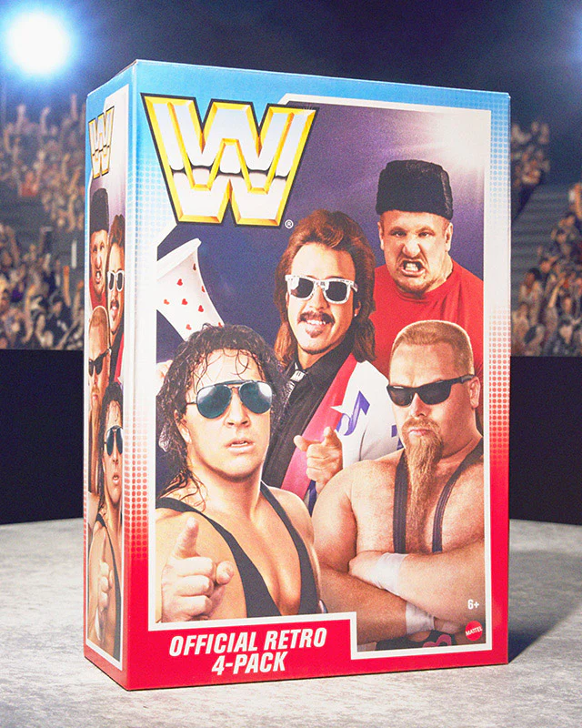 WWE Retro Action Figure 4-Pack (Bret Hart, Jim Neidhart, Jimmy Hart, Nikolai Volkoff)