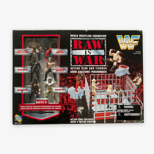 WWF Jakks Pacific Raw Is War mini ring and figures available at slamazon.ca