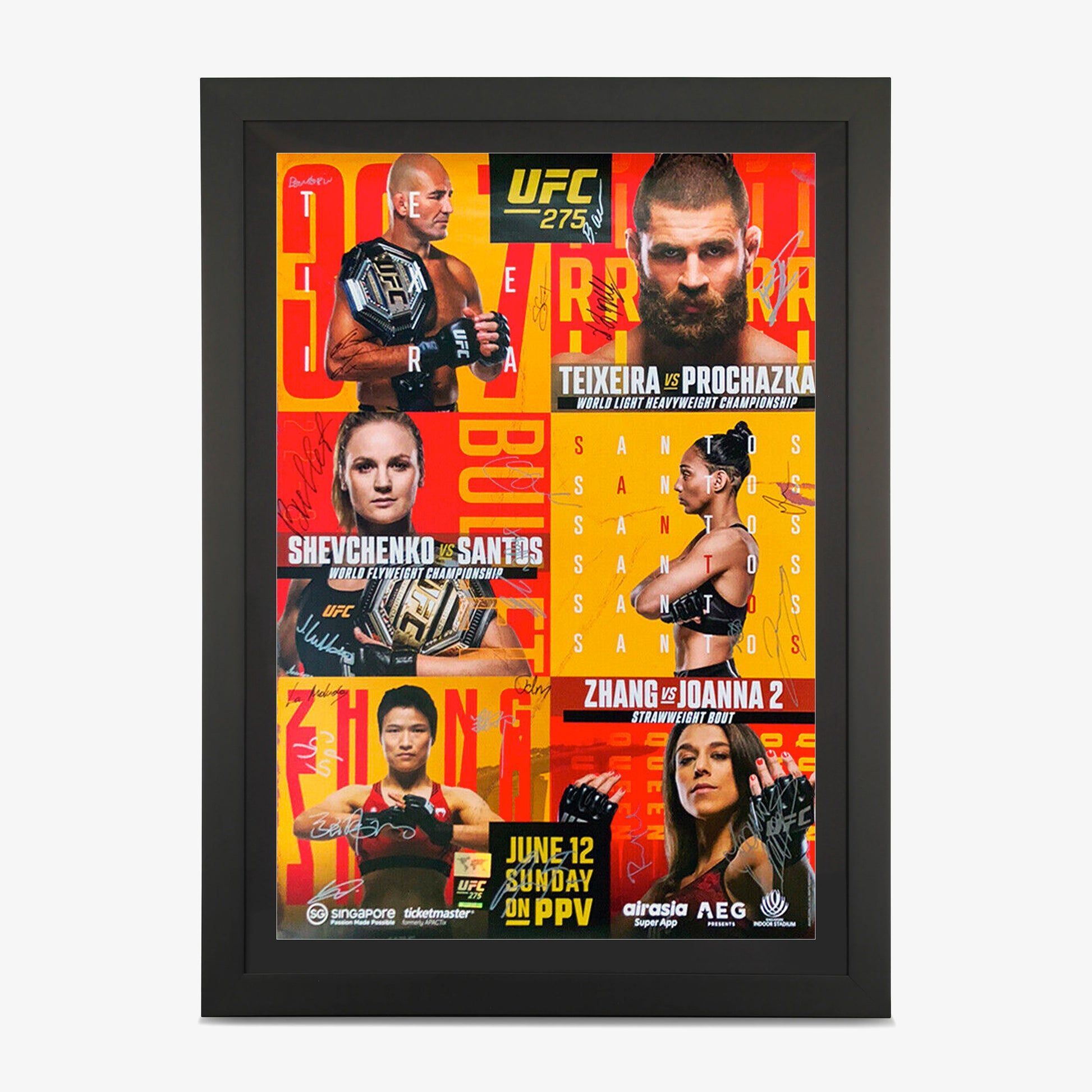 UFC 275 Autographed Event Poster from Fightabilia.com. UFC 275 SBC. UFC 275 Signed by Card Poster.